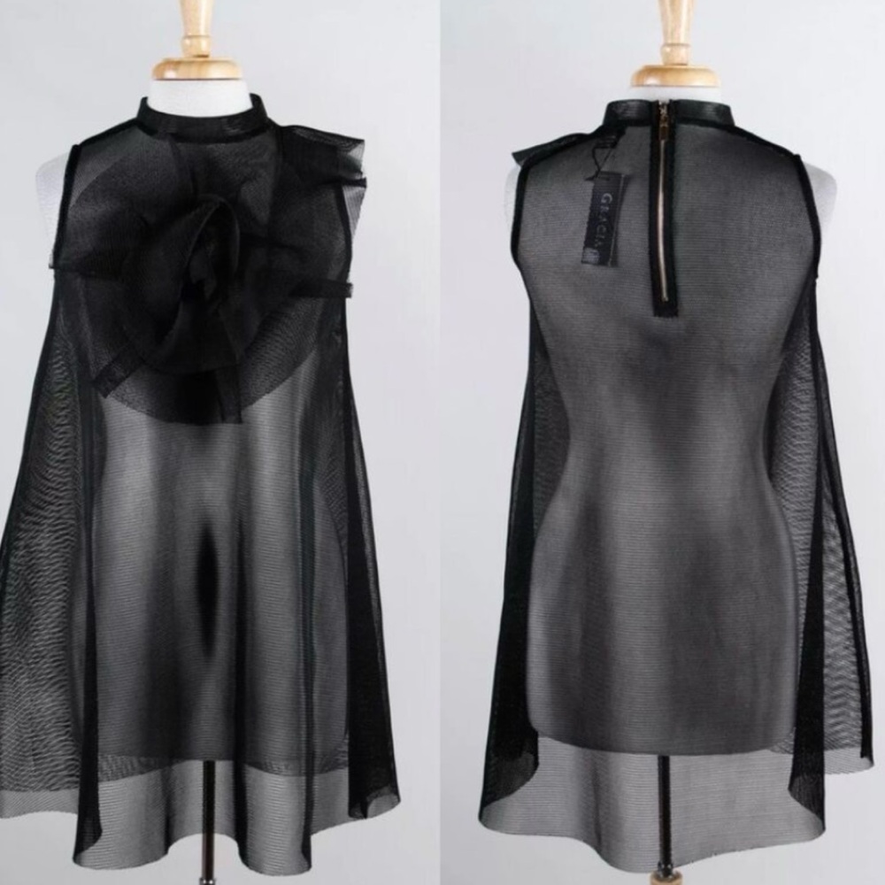 Sheer Black Sleeveless Dress Gracia
